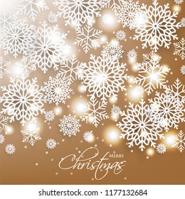 Merry Christmas Party invitation template snowflake. Winter snowfall greeting card