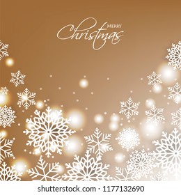 Merry Christmas Party invitation template snowflake. Winter snowfall greeting card