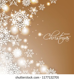 Merry Christmas Party invitation template snowflake. Winter snowfall greeting card