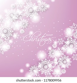 Merry Christmas Party invitation template snowflake. Winter snowfall greeting card