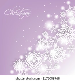 Merry Christmas Party invitation template snowflake. Winter snowfall greeting card
