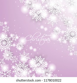 Merry Christmas Party invitation template snowflake. Winter snowfall greeting card