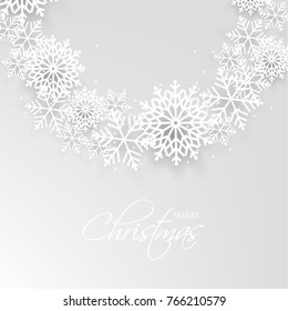 Merry Christmas Party invitation template snowflake. Winter snowfall greeting card