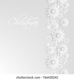 Merry Christmas Party invitation template snowflake. Winter snowfall greeting card