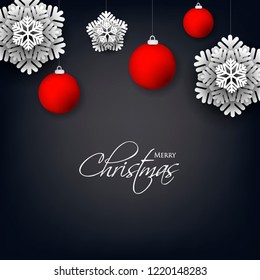 Merry Christmas Party invitation vector with   snowflake   christmas ball