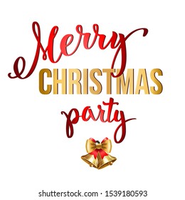 Merry Christmas Party Lettering Design Handwritten Stock Vector ...