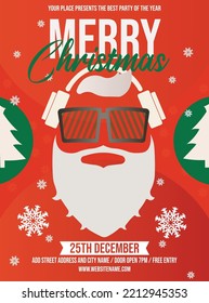 Merry Christmas party  poster flyer or social media post template design
