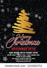 Merry Christmas party poster flyer or social media post template design