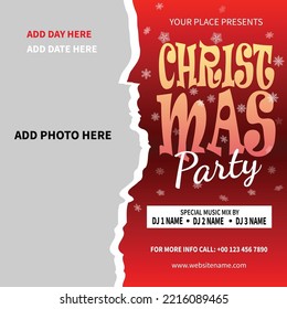 merry Christmas party poster flyer or social media post design