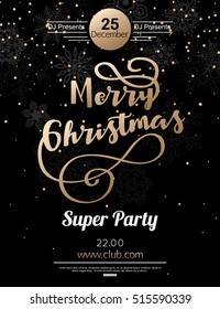 Merry Christmas Party Poster. Vector Illustration EPS 10 Format
