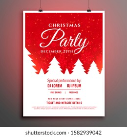 merry christmas party red flyer template design