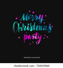 Merry Christmas party. Vector Modern Brushpen Calligraphy, Lettering