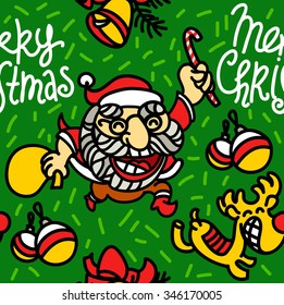 merry christmas pattern background with Santa and deer