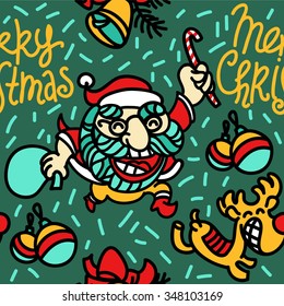 merry christmas pattern background with Santa and deer