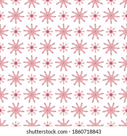 Feliz Navidad de fondo. Patrón de invierno al estilo escandinavo con copos de nieve. Año Nuevo pagano, el patrón de Yule tiene un fondo rojo y blanco.