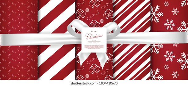 Merry Christmas pattern background template vector design collections