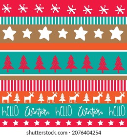 Merry Christmas pattern, greeting card. 