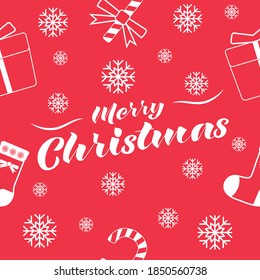 Merry Christmas pattern with red background