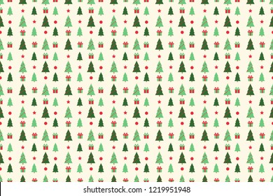 Merry Christmas pattern seamless collection. Christmas tree and Gift background. Endless texture for gift wrap, wallpaper, web banner background, wrapping paper and Fabric patterns. 