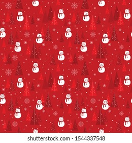 Merry Christmas pattern seamless. Red and white X-mas winter holiday background. Endless texture for gift wrap, wallpaper, web banner background, wrapping paper and fabric pattern