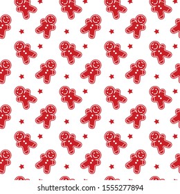 Merry Christmas pattern seamless. Red and white X-mas winter holiday background. Endless texture for gift wrap, wallpaper, web banner background, wrapping paper and fabric pattern.