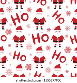 Merry Christmas pattern seamless. Red and white X-mas winter holiday background. Endless texture for gift wrap, wallpaper, web banner, wrapping paper and fabric pattern. Santa claus backgrond repeat.