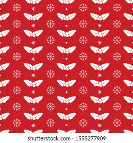 Merry Christmas pattern seamless. Red and white X-mas winter holiday background. Endless texture for gift wrap, wallpaper, web banner background, wrapping paper and fabric pattern.