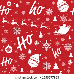 Merry Christmas pattern seamless. Red and white X-mas winter holiday background. Endless texture for gift wrap, wallpaper, web banner background, wrapping paper and fabric pattern.