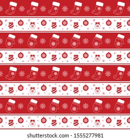 Merry Christmas pattern seamless. Red and white X-mas winter holiday background. Endless texture for gift wrap, wallpaper, web banner background, wrapping paper and fabric pattern.