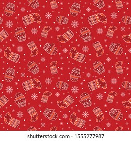 Merry Christmas pattern seamless. Red and white X-mas winter holiday background. Endless texture for gift wrap, wallpaper, web banner background, wrapping paper and fabric pattern.