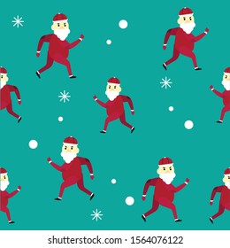 Merry Christmas pattern seamless Santa Claus background.
