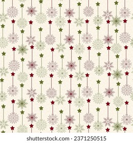 Merry christmas pattern with snowflakes, christmas trees nad christmas elements 