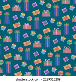 merry christmas pattern with vector gifts and ribbons