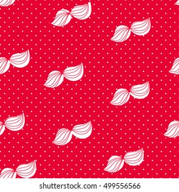 Merry Christmas pattern with white mustache. Vector  background 