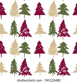 Merry Christmas Pattern with Winter Holiday Symbols.Christmas tree.