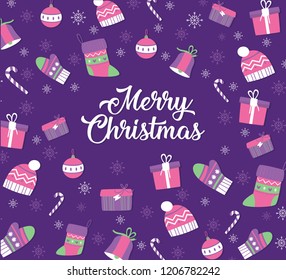 Merry Christmas pattern. Wrapping paper design, winter holiday decoration, modern background