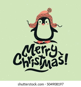 merry christmas, with penguin