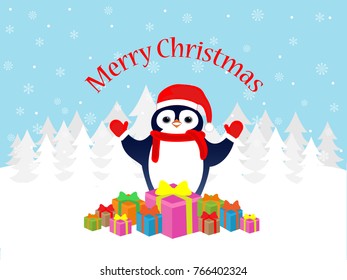 Merry Christmas penguin greeting card