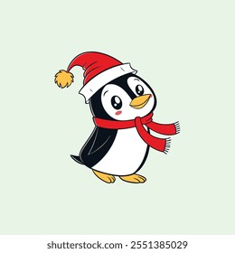 Merry Christmas Penguin vector illustration pen tools art design