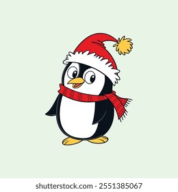 Merry Christmas Penguin vector illustration pen tools art design