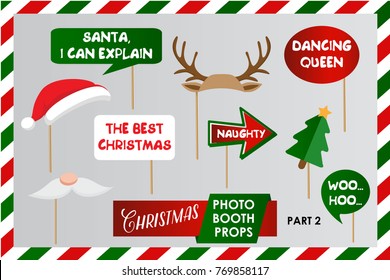 Merry Christmas Photo Booth Props, Fun Party printable masks, beard, deer, hat, glasses.