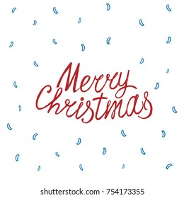 Merry Christmas phrase Hand drawn lettering greeting card