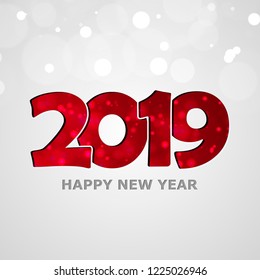 Merry Christmas. Pig. 2019. New Year. Bright background. Congratulation. Flashlights Bokeh. For printing on cards. For your design.