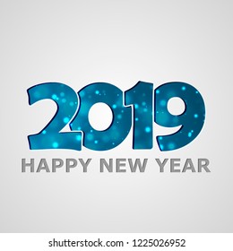Merry Christmas. Pig. 2019. New Year. Bright background. Congratulation. Flashlights Bokeh. For printing on cards. For your design.
