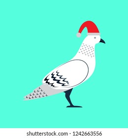 Merry Christmas Pigeon Bird Vector and Icon