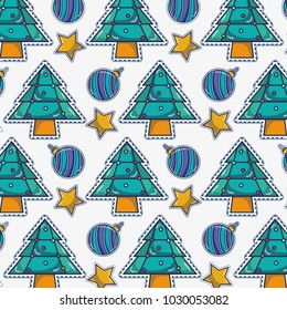merry christmas pine tree and ball decoration background