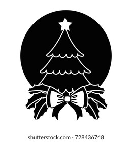 merry christmas pine tree with bow