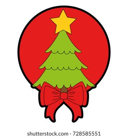 merry christmas pine tree with bow