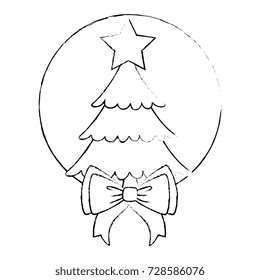 merry christmas pine tree with bow
