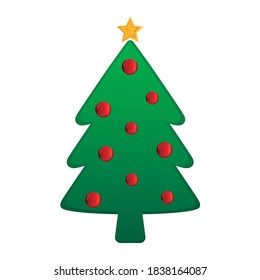 merry christmas pine tree design, winter season and decoration theme Vector illustration